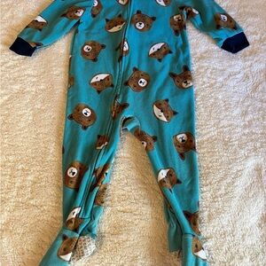 Carter's Teal Bear Print Kids Pajama Footies